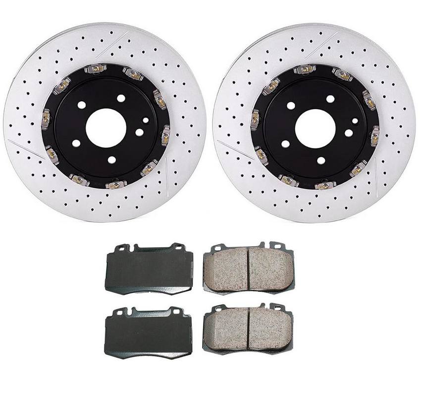 Mercedes Disc Brake Pad and Rotor Kit - Front (340mm) (Ceramic) (EURO) 163420102041 - Akebono Euro Ultra-Premium 4115167KIT